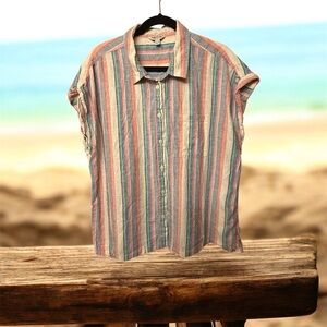 Orvis Striped Button Down Shirt in Blue and Red